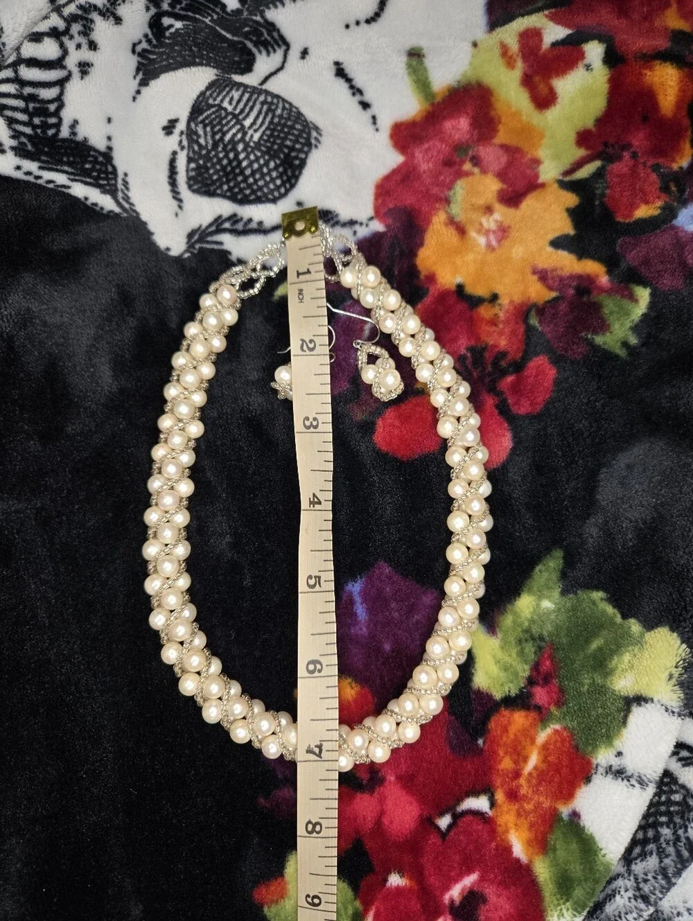Natural Pearl Twisted Woven Beaded Necklace & Earrings Set/ 925 Sterling Silver